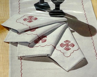 Vintage Stamped Embroidery Kit for 8 Napkins--Perfect for Christmas!