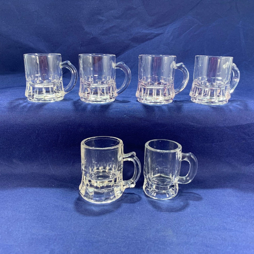Six Handled Glass Mini Beer Mugs / Shot Glasses Etsy