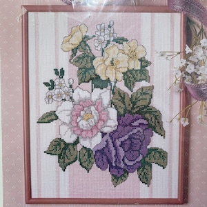 Floral Counted Cross Stitch Kit with Frame