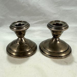 Vintage Pair of Weighted Sterling Silver Candlesticks Candleholders