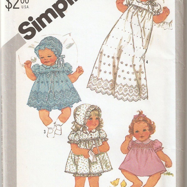 Simplicity Pattern 5564 Baby Pullover Dress, Panties, Hat Size 12 months