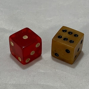 Two Vintage Antique Dice--Bakelite, Celluloid