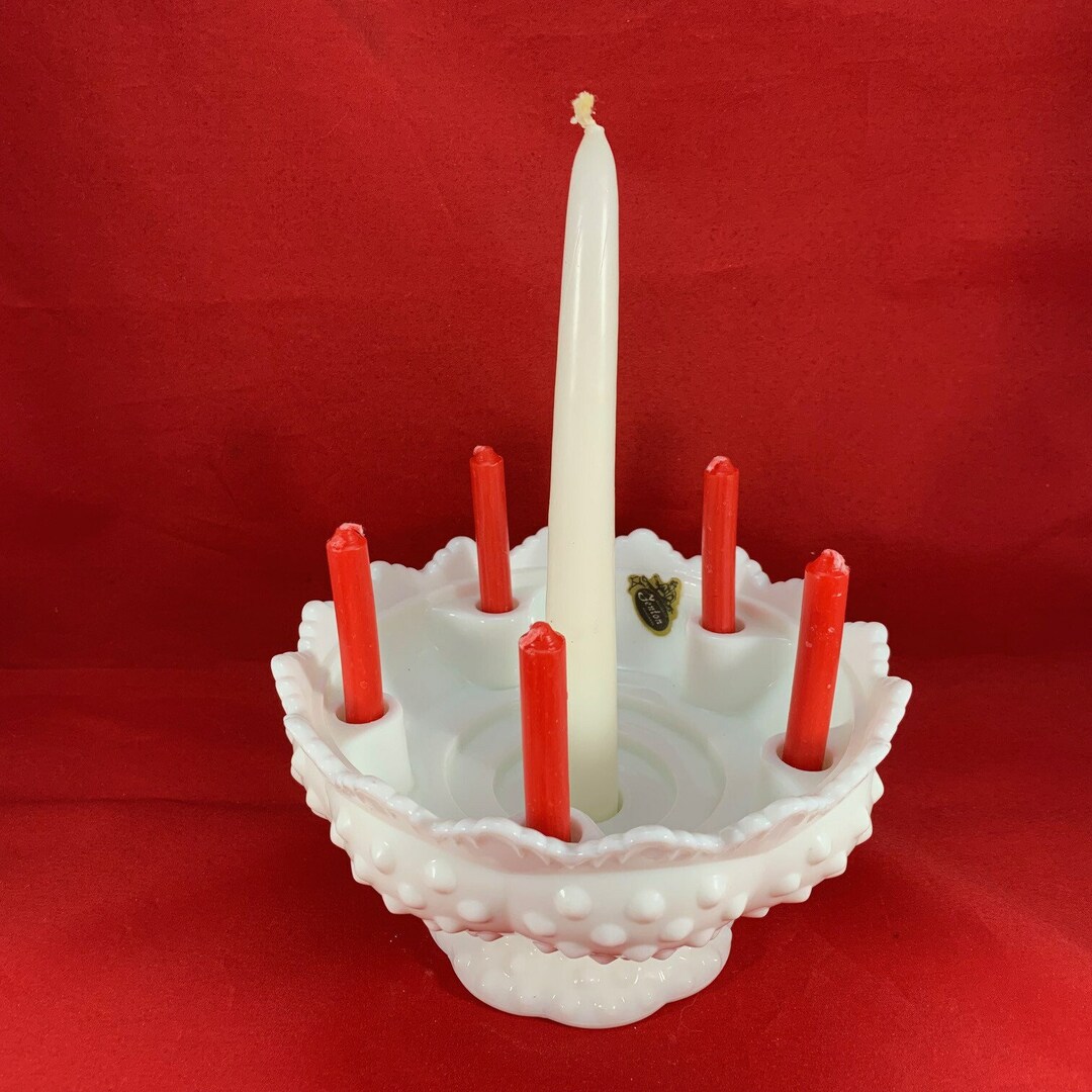 Fenton Milk Glass Hobnail Candle Bowl for Variety of Candle Sizesnear
