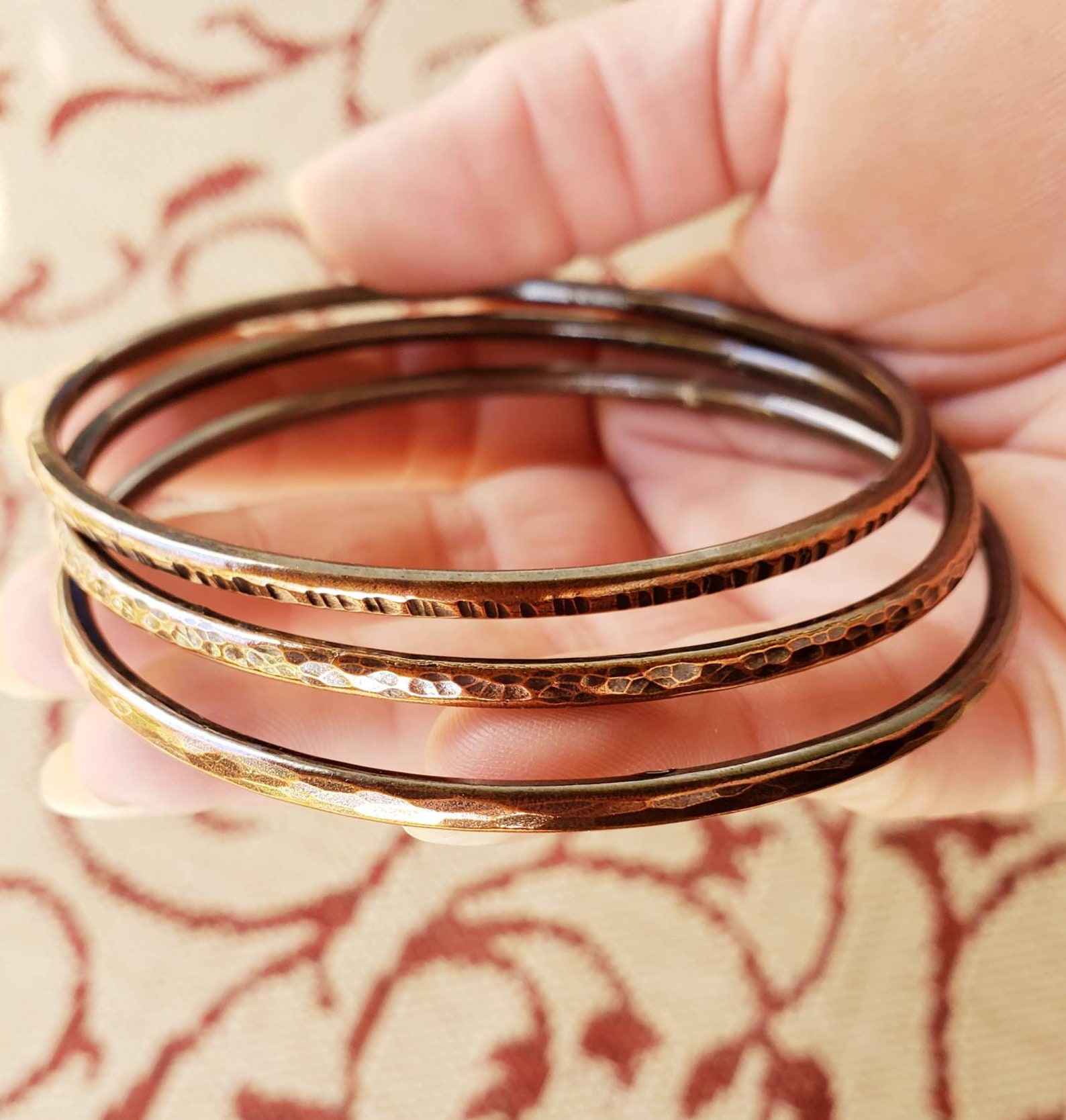 Pure Copper Stacking Bangle Set Solid Copper Bangles Rustic Etsy