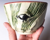 Eyeball Cup- Cute Monster Pottery- Cyclops- Handmade Ceramics- Fantasy Art- Whimsical Creatures- Creepy Cute Christmas Monster Peppermint