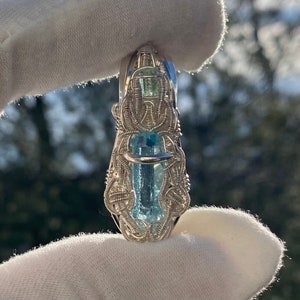 Aquamarine Emerald Pendant, Wire Wrapped Pendant, Wearable Art, Handmade jewelry, Heady Wire Wrapped Pendant