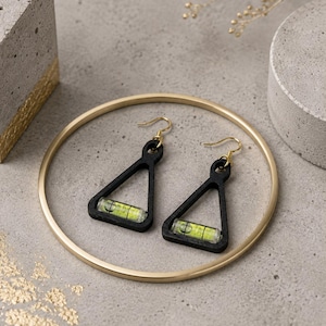 Working Bubble Level Earrings, Construction Dangles, Tradeswoman Gift, Carpenter Jewelry, Contractor Accessory, Tool Lover