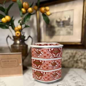 Takahashi San Francisco Imari-style porcelain 3-tier stacking bento box