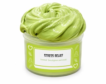 Stress Relief Glossy Slime 8oz ( Eucalyptus and Musk Scented)