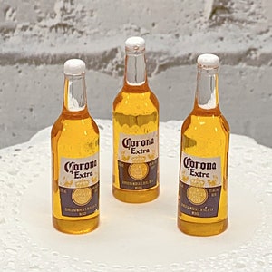 Set of 2 * Miniature Corona Inspired Beer Bottle Mini, Charms, Corona Extra, Corona Bottle, Glass Bottle, Light Beer, Pop Top, Twist Top