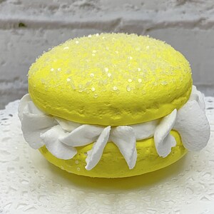 Faux Bright Yellow Macaroon Cream White Ruffle Icing, Fake Food, Tiered Trays, Fake Bake, Fake Cookies, Food Prop, Party Decorations image 1