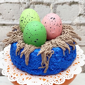 Fake Spring Birds Nest Fake Easter Birds Nest, Fake Bird Eggs, Fake Food, Tiered Tray, Gift, Food Prop, Home Decor, Photo Prop, Fake Egg image 1