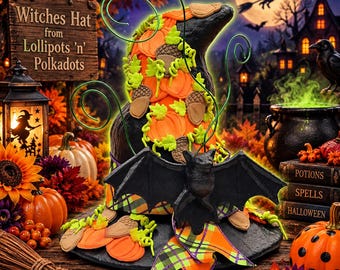 Witches Hat ** Paper Mache, Fall Fun, Autumn Fun, Fake Sweet, Pumpkin Vines, Mini Pumpkins, Bats, Vines