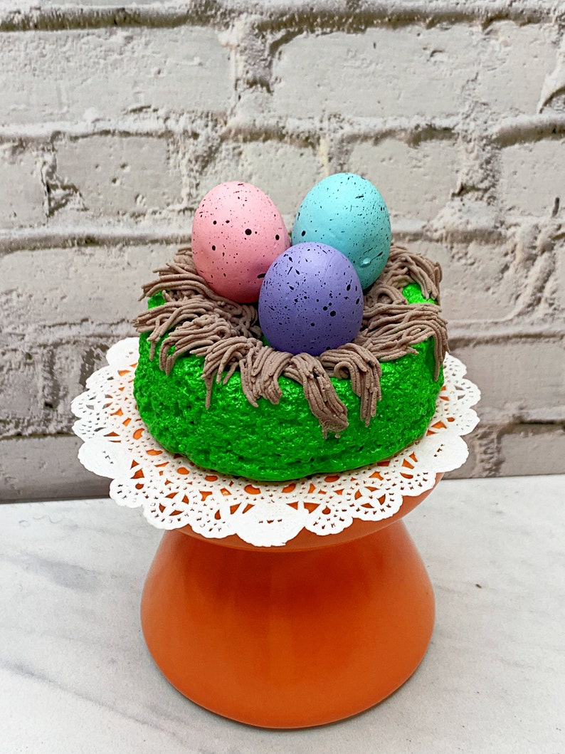 Fake Spring Birds Nest Fake Easter Birds Nest, Fake Bird Eggs, Fake Food, Tiered Tray, Gift, Food Prop, Home Decor, Photo Prop, Fake Egg image 3