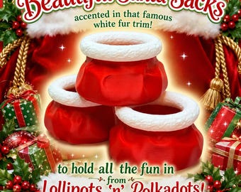 3D Santa Bag *** 3D Santa Clause Bag, North Pole, Christmas Morning, Cake Topper, Fake Food, Holiday Bag, Rudolph, White Furr, Mrs. Santa