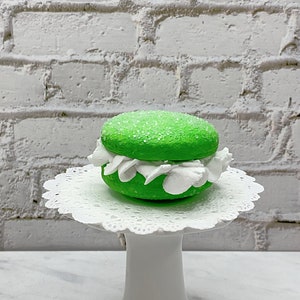 Faux Bright Green Macaroon Cream White Ruffle Icing, Fake Food, Tiered Trays, Fake Bake, Fake Cookies, Food Prop, Party Decorations image 5