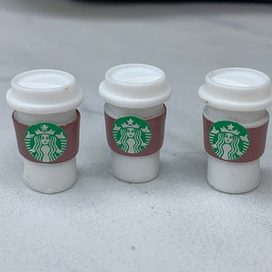 Set of 2 Miniature Coffee Cup Mini, Charms, Cappuccino, Cabochon, Fairy Garden Doll Dollhouse Hot Chocolate Latte 3D, Starbucks Coffee Cup image 3