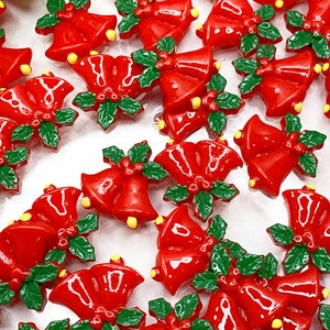 Fake Christmas Bells - Resin, Flat Back, Flatback Charms, Christmas Flat Backs, Hair Bow, Fake Sprinkle, Fake Food, Decoden - 3