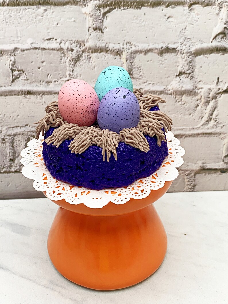 Fake Spring Birds Nest Fake Easter Birds Nest, Fake Bird Eggs, Fake Food, Tiered Tray, Gift, Food Prop, Home Decor, Photo Prop, Fake Egg image 4