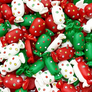 Fake Christmas Candy - Red White Green, Flat Back, Flatback Charms, Christmas Flat Backs, Hair Bow, Fake Sprinkle, Fake Food - 3