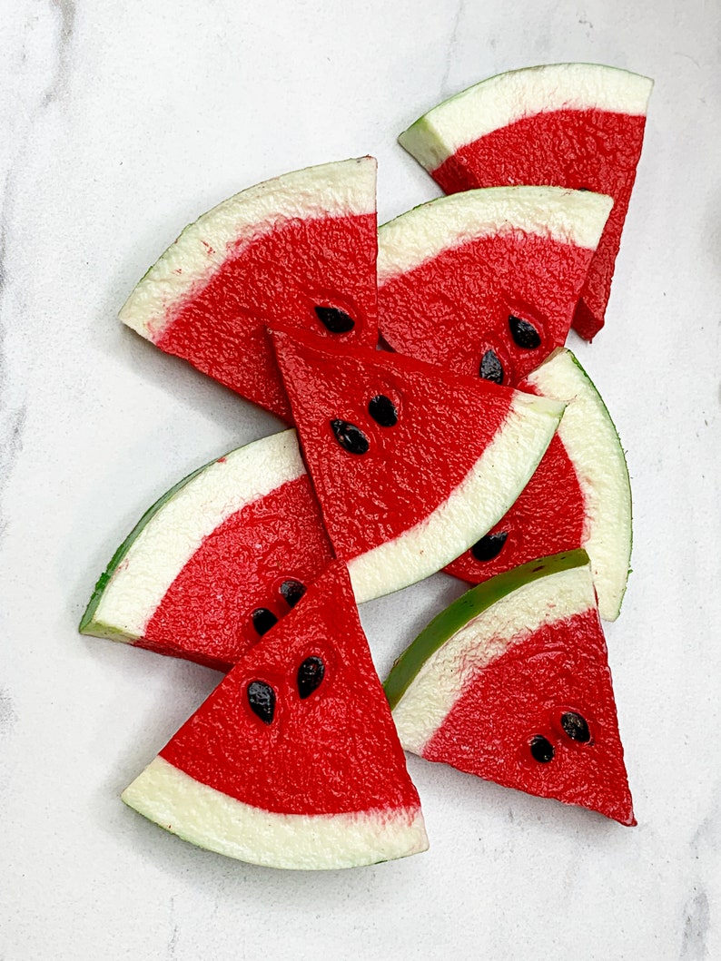 Set of 5 Artificial Watermelon Pieces, Plastic Watermelon Pieces for Party Decor, Large Watermelon Fruit Slices, Fake Watermelon Slices image 6