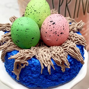 Fake Spring Birds Nest Fake Easter Birds Nest, Fake Bird Eggs, Fake Food, Tiered Tray, Gift, Food Prop, Home Decor, Photo Prop, Fake Egg image 4