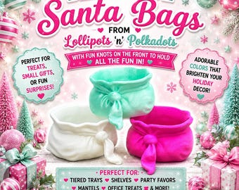 3D Santa Bags with Knot Tie # Christmas Bags, North Pole, Santa Clause, Gift Giving