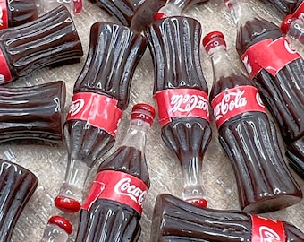 Set of 2 * Miniature Soft Drinks, Mini Coke, Mini Coke Bottle, Coca-Cola, Charms, Coke Resin, Coca, Cabochons, Doll House, Soda Pop