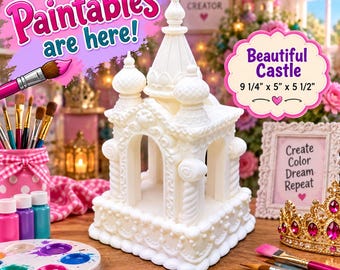 3D Paintables # 3D Castle, White for painting, Acrylic Paint, Paint Pens, Christmas, Birthday, Perfect for Kids
