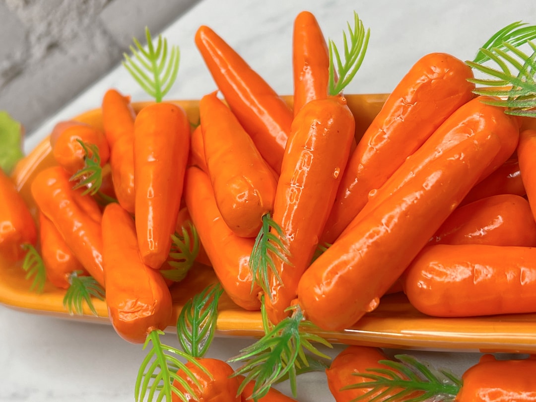 Qty of 5 Fake Carrots, Bunny Carrots, Orange Carrots, Tiered Tray