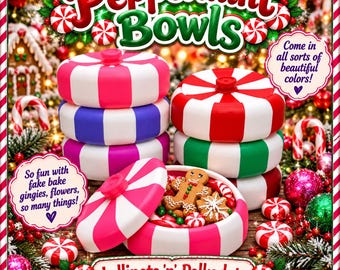 3D Peppermint Bowl *** Red White Peppermint, Green White Peppermint, Purple, Pink, North Pole, Christmas Candy, Christmas Peppermint