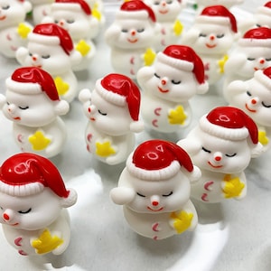 Fake Christmas Snowmen 3D - Resin, Hair Bow, Fake Sprinkle, Fake Food, Decoden, Christmas Cabochons, Snowman Cabochons, Beads - 1