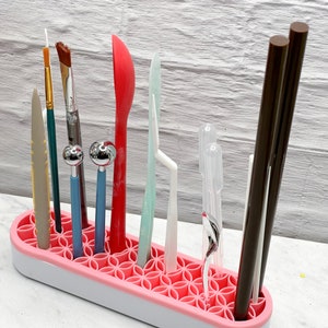 Craft Tool Holder, Desktop Tool Holder, Silicone Storage Rack, Craft Organizer, Glue Sticks, Paint Brushes, Spoons, Clay Tools, Ball Tools image 3