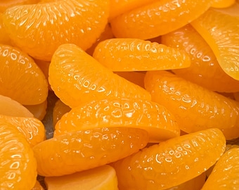 Artificial Tangerine ** Plastic Tangerine, Party Decor, Tangerine Fruit Slices, Fake Tangerine Slices, Fake Fruit, Faux Fruit *4