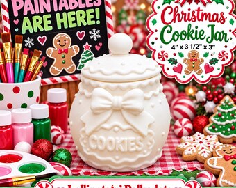 3D Paintables Cookie Jar, White for painting, Acrylic Paint, Paint Pens, Christmas, Perfect for Kids