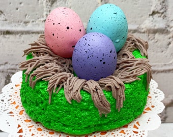 Fake Spring Birds Nest * Fake Easter Birds Nest, Fake Bird Eggs, Fake Food, Tiered Tray, Gift, Food Prop, Home Decor, Photo Prop, Fake Egg