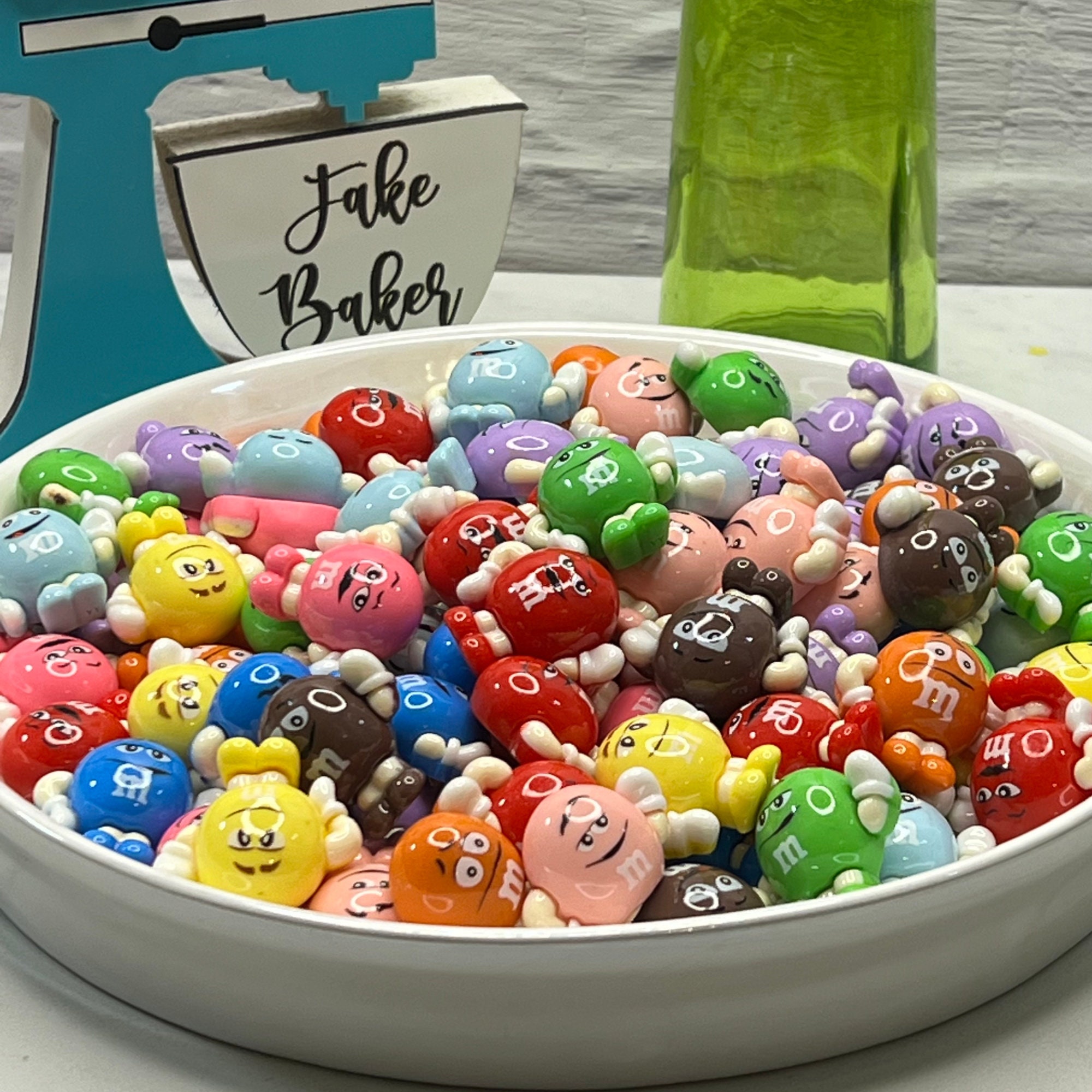 Set of 10 Mixed * Faux M&M With Full Bodies, Fake Candy M and M