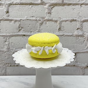 Faux Bright Yellow Macaroon Cream White Ruffle Icing, Fake Food, Tiered Trays, Fake Bake, Fake Cookies, Food Prop, Party Decorations image 2