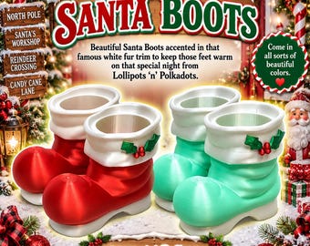 Christmas Boot *** Santa's Boot, Santa and Elves, Rudolph, Red Boot, Christmas Holly, Miniature Sleigh, Snow Boot, Reindeer, Christmas Eve