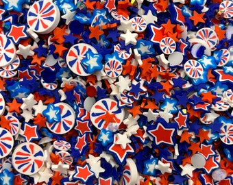 10g bag * 4th of July Fake Confetti Discs, Memorial Day, Independence Day, Patriotic, Fake Bake, Celebration Star, Confetti, Rhinestones