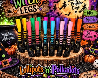 Fake Witches Leg Stake Set *** Cake Stake, Cupcake Stake, Cupcake Pick, Witch Boot, Striped Leg Stake, Striped Witch, Faux Witch Legs