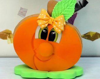 Fun Fake Peach Sweet Friend ** Fake Peach Cookie, Cookie Smiles, Flower Cabochon, Cookie Faces, Resin Eyes, Fruit Friends, Desk Buddy