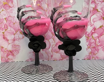 Fake Halloween Pinkoweenie Drink *** Champagne Drink, Skeleton Hand, Pink Nail, Craft Cocktail, Faux drink, Party Prop, Fake Cocktail