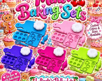 3D Mini Baking Sets *** Purple, Pink, Lime, Fushia, Turquoise, Gingie's, Ovens, Baking Tools, Candy, Cookie Cutters