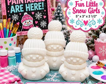 3D Paintables Snow Girl, White for painting, Acrylic Paint, Paint Pens, Christmas, Birthday, Perfect for Kids