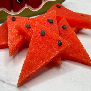 Set of 2 * Artificial Watermelon Pieces, Plastic Watermelon Pieces for Party Decor, Large Watermelon Fruit Slices, Fake Watermelon Slices