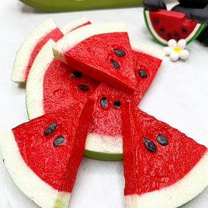 Set of 5 Artificial Watermelon Pieces, Plastic Watermelon Pieces for Party Decor, Large Watermelon Fruit Slices, Fake Watermelon Slices image 2