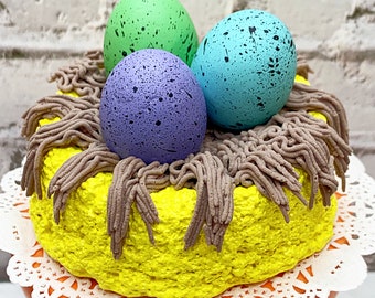 Fake Spring Birds Nest * Fake Easter Birds Nest, Fake Bird Eggs, Fake Food, Tiered Tray, Gift, Food Prop, Home Decor, Photo Prop, Fake Egg