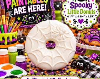 3D Paintables Spooky Spider Donut, White for painting, Acrylic Paint, Paint Pens, Christmas, Birthday, Perfect for Kids