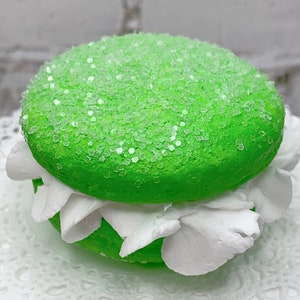 Faux Bright Green Macaroon Cream White Ruffle Icing, Fake Food, Tiered Trays, Fake Bake, Fake Cookies, Food Prop, Party Decorations image 4